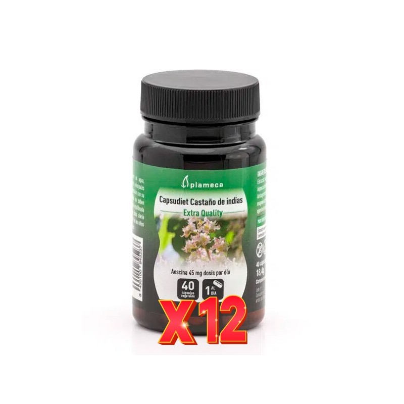 Pack 12 unidades Capsudiet Castaño De Indias 40 Cápsulas Vegetales Plameca Pack 12 unidades Capsudiet Castaño De Indias 40 Cápsulas Vegetales Plameca