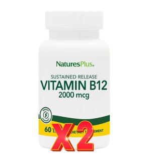 Pack de 2 unidades Vitamina B12 2000 Mcg 60 Comprimidos Natures Plus