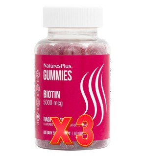 Pack de 3 unidades Gummies Biotina 60 Gominolas Natures Plus