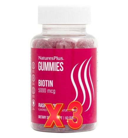 Pack de 3 unidades Gummies Biotina 60 Gominolas Natures Plus