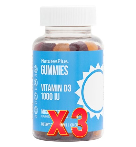 Pack de 3 unidades Gummies Vitamina D3 1000 Ui 60 Gominolas Natures Plus