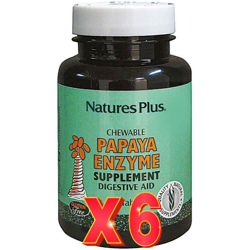 Pack de 6 unidades Papaya Enzyme 180 Comprimidos Mastic. Natures Plus Pack de 6 unidades Papaya Enzyme 180 Comprimidos Mastic. Natures Plus
