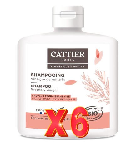 Pack de 6 unidades Champu Cabellos Grasos (Vinagre Romero) 250 Ml Cattier