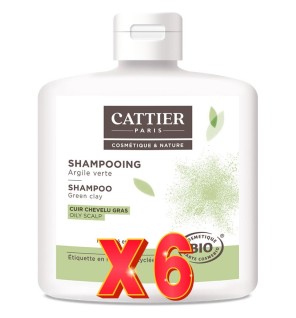 Pack de 6 unidades Champu Cuero Cabelludo Graso (Arcilla Verde) 250 Ml Cattier