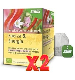 Pack de 2 unidades Fuerza & Energía Flores de Bach bio 15 bolsitas filtro Salus