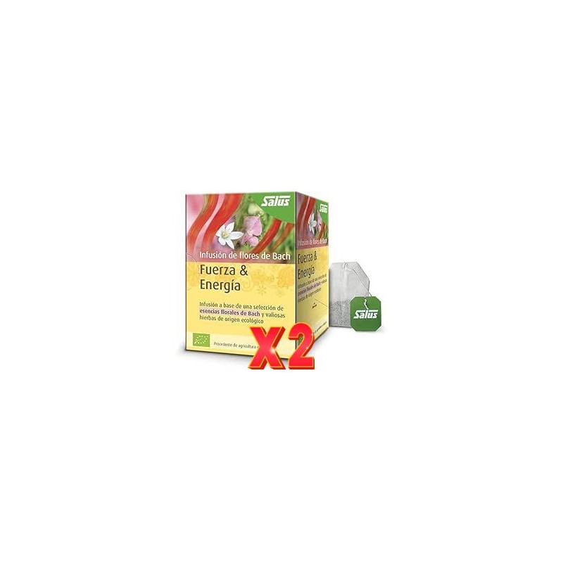 Pack de 2 unidades Fuerza & Energía Flores de Bach bio 15 bolsitas filtro Salus Pack de 2 unidades Fuerza & Energía Flores de Bach bio 15 bolsitas filtro Salus