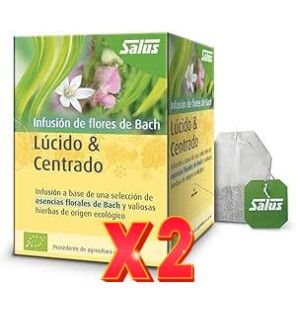 Pack de 2 unidades Lúcido & Centrado Flores de Bach bio 15 bolsitas filtro Salus