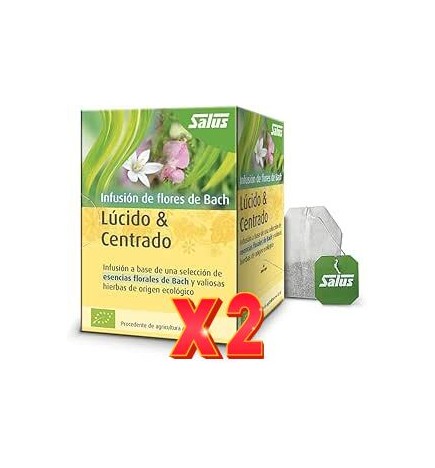 Pack de 2 unidades Lúcido & Centrado Flores de Bach bio 15 bolsitas filtro Salus