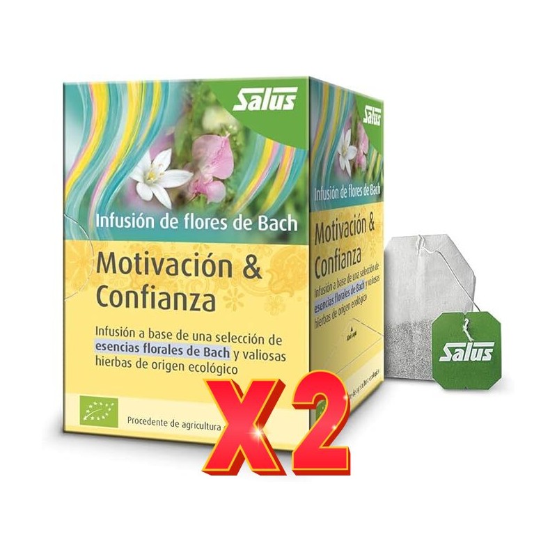 Pack de 2 unidades Motivación & Confianza Flores de Bach bio 15 bolsitas filtro Salus Pack de 2 unidades Motivación & Confianza Flores de Bach bio 15 bolsitas filtro Salus