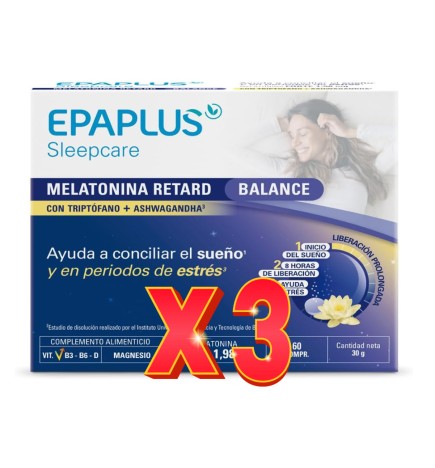 Pack de 3 uds Epaplus Sleepcare Melaton Retard Balance 60C - Retard Balance Epaplus