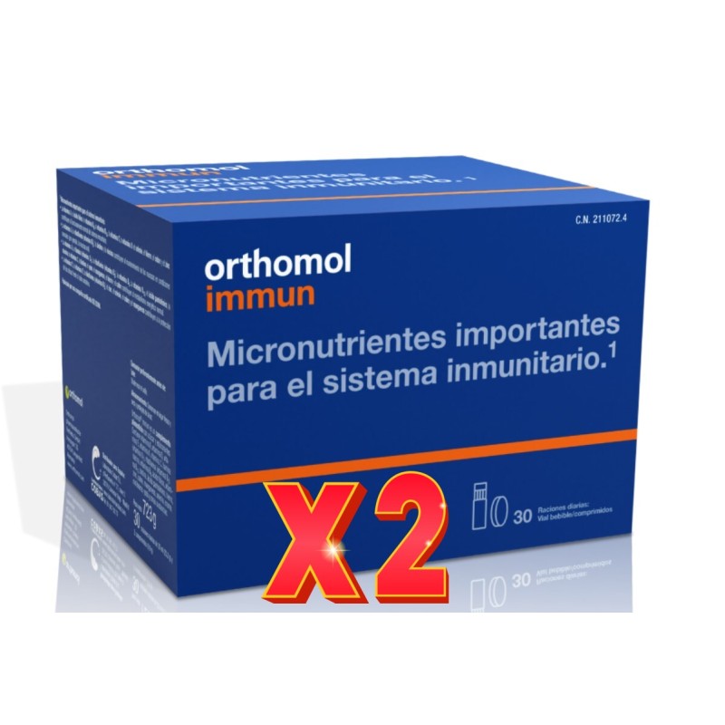 Pack de 2 unidades Orthomol Immun 30 Botellas Bebibles  Y Comprimidos Orthomol