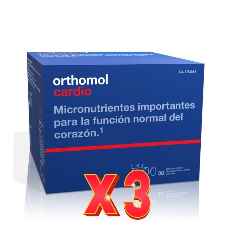 Pack de 3 unidades Orthomol Cardio Granulado 30 Sobres  Y Comprimidos  Y Capsulas Orthomol
