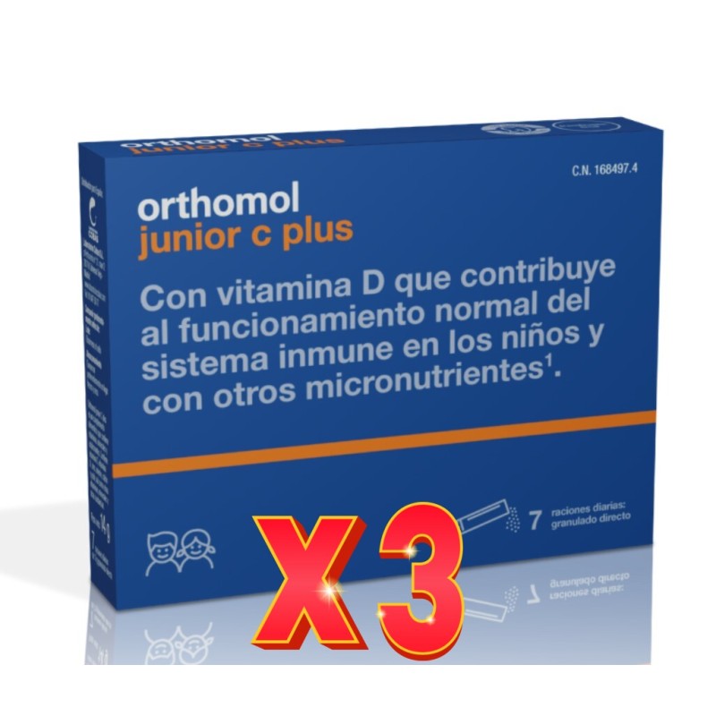 Pack de 3 unidades Orthomol Junior C Plus 7 Sobres Orthomol Pack de 3 unidades Orthomol Junior C Plus 7 Sobres Orthomol