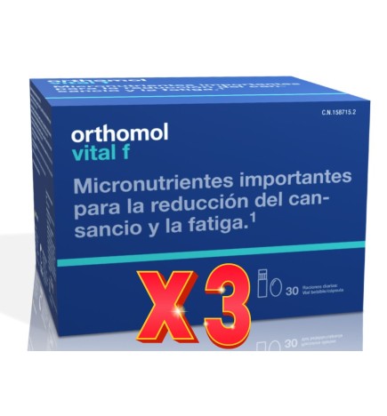 Pack de 3 unidades Orthomol Vital F 30 Ampollas Bebibles  Y Capsulas Orthomol