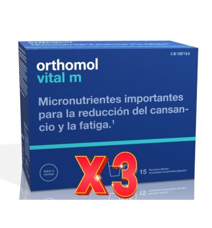 Pack de 3 unidades Orthomol Vital M Granulado 15 Sobres  Y Comprimidos  Y Capsulas Orthomol