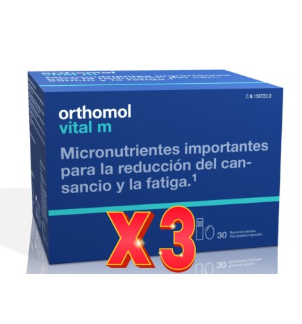 Pack de 3 unidades Orthomol Vital M 30 Botellas Bebibles  Y Capsulas Orthomol
