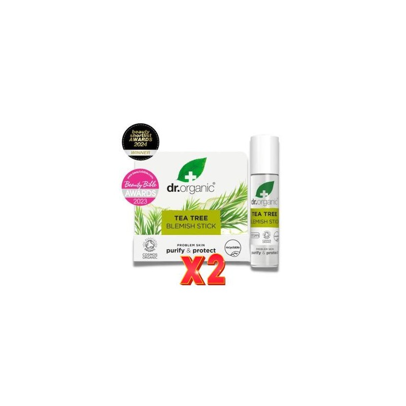 Pack de 2 unidades Barra Para Acne Arbol Del Te Organico 8 Ml Dr. Organic