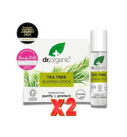 Pack de 2 unidades Barra Para Acne Arbol Del Te Organico 8 Ml Dr. Organic