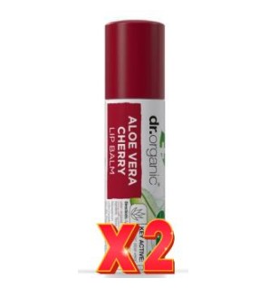 Pack de 2 unidades Balsamo Labial Aloe Vera Y Cereza 5,7 Ml Dr. Organic