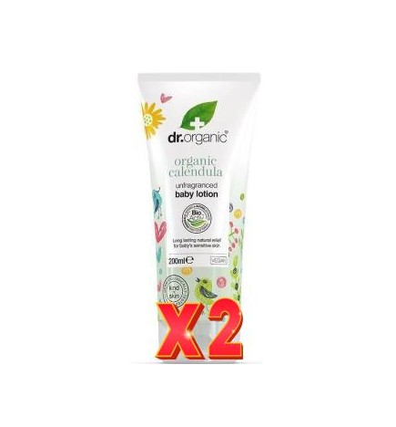Pack de 2 unidades Locion Corporal De Calendula Para Bebe 200 Ml Dr. Organic