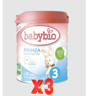 Pack de 3 unidades Leche Primea 3 Vaca Crecimiento 12-3Años 800G Bio Babybio