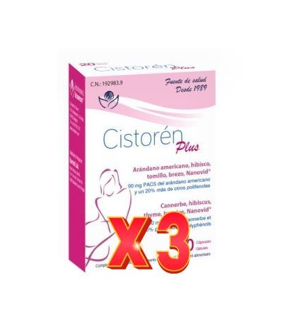 Pack de 3 unidades Cistoren Plus 20 Capsulas Bioserum