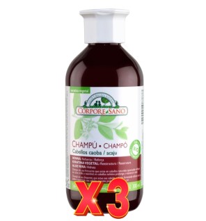 Pack de 3 unidades Champu Henna Caoba 300 Ml Corpore Sano