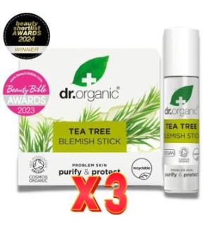 Pack de 3 unidades Barra Para Acne Arbol Del Te Organico 8 Ml Dr. Organic