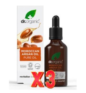 Pack de 3 unidades Aceite Puro Aceite Argan Marroqui 50 Ml Dr. Organic