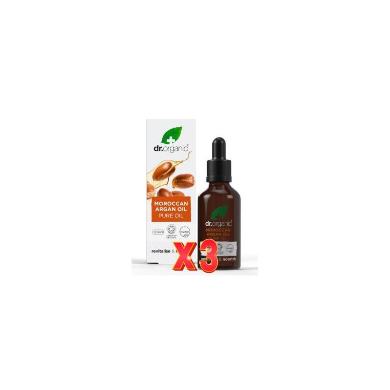 Pack de 3 unidades Aceite Puro Aceite Argan Marroqui 50 Ml Dr. Organic Pack de 3 unidades Aceite Puro Aceite Argan Marroqui 50 Ml Dr. Organic