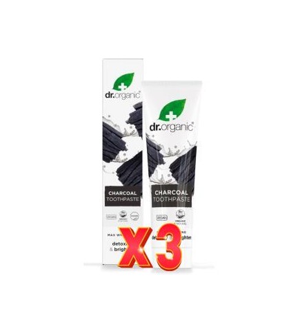 Pack de 3 unidades Pasta De Dientes Carbon Activado 100 Ml Dr. Organic