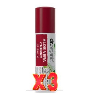 Pack de 3 unidades Balsamo Labial Aloe Vera Y Cereza 5,7 Ml Dr. Organic
