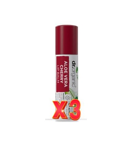 Pack de 3 unidades Balsamo Labial Aloe Vera Y Cereza 5,7 Ml Dr. Organic
