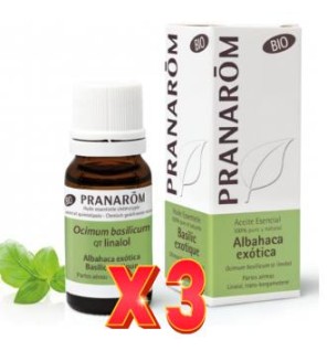 Pack de 3 unidades Albahaca Exotica Aceite Esencial 10 Ml Bio Pranarom Aceites