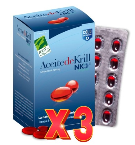 Pack de 3 unidades Aceite De Krill Nko 120Perlas Cien Por Cien Natural