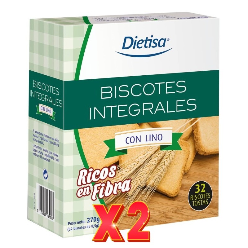 Pack de 2 unidades Biscotes Integrales Con Lino 270 G Dietisa Pack de 2 unidades Biscotes Integrales Con Lino 270 G Dietisa