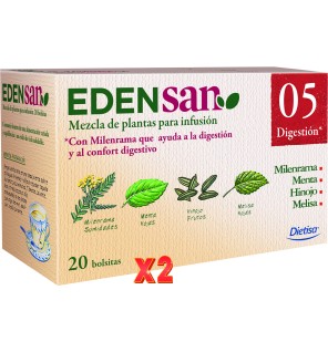 Pack de 2 unidades Edensan  Digestión 05 Envase 20 Filtros Dietisa