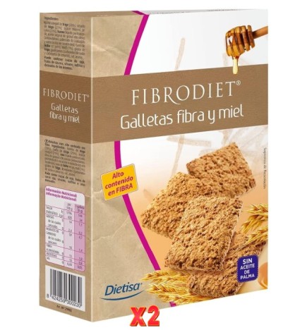 Pack de 2 unidades Galletas Fibra Y Miel 400 G Dietisa