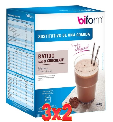 Pack 3x2 unidades Batido Chocolate Envase 5 Sobres Dietisa