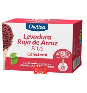 Pack 3x2 unidades Levadura Roja De Arroz Plus 60 Cápsulas Envase 60 Cápsulas Dietisa