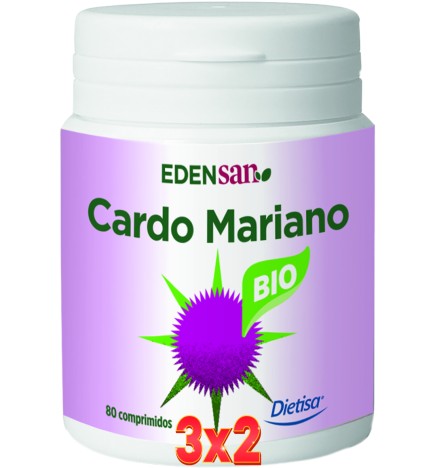 Pack 3x2 unidades Edensan  Cardo Mariano Envase 80 Comprimidos Dietisa