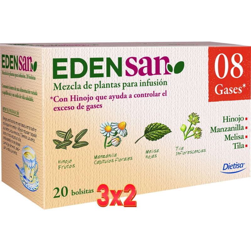 Pack 3x2 unidades Edensan  Gases 08 Envase 20 Filtros Dietisa