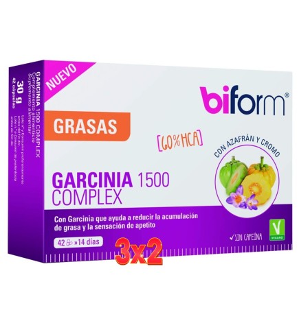 Pack 3x2 unidades Garcinia 1500  Complex Envase 42Cápsulas Dietisa