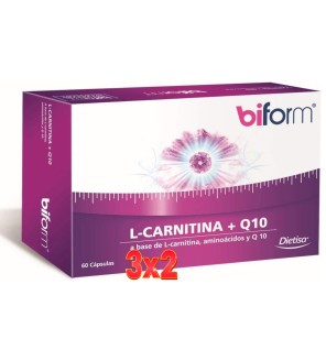 Pack 3x2 unidades L-Carnitina Coq10 Envase 60 Cápsulas Dietisa