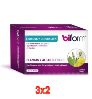 Pack 3x2 unidades Plantas Y Algas Drenante Envase 60 Cápsulas Dietisa