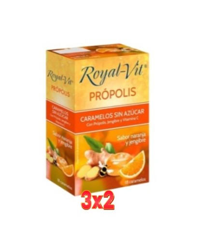 Pack 3x2 unidades Royal-Vit 18 Caramelos Jengibre Naranja  Dietisa