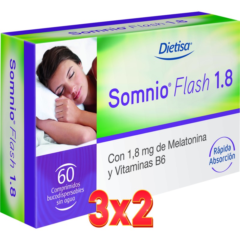 Pack 3x2 unidades Somnio Flash 1.8 Mg Envase 30 Comprimidos Dietisa