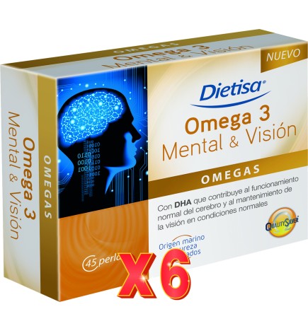Pack de 6 unidades Omega  3 Mental & Visión Envase 45 Perlas Dietisa