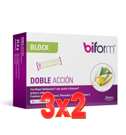 Pack 3x2 unidades Doble Acción Envase 30 Cápsulas Dietisa