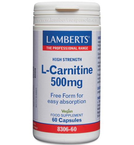 L-Carnitina 500 Mg 60 Cápsulas Lamberts